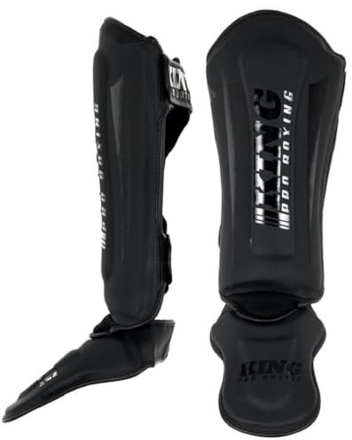 KING Pro Boxing Schienbeinschoner REVO 4 Schwarz - Muay Thai MMA Kickboxen Schienbeinschützer für Kickboxen & Thaiboxen (M)