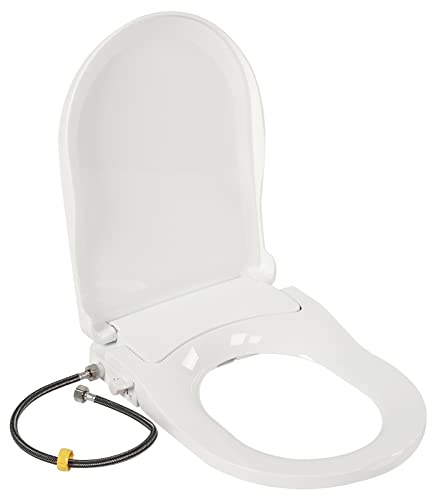 Toilet Seats, Non Electric Bidet, Oval Toilet Bidet with Double Nozzles, Front and Rear Wash, Female Cleaning, Soft Closed Toilet Seat Combined Toilet Bidet, White