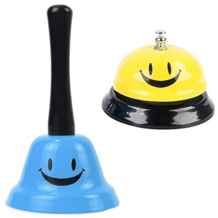 Bangbobi Set di Campanelli da Tavolo in Acciaio Inossidabile Cromato, Campanello di Servizio per Ristorante, Cucina, Hotel e Bar, Base Antiscivolo, Giallo e Blu