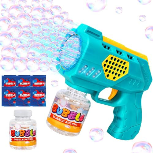 USHOP Seifenblasenpistole Kinder,Seifenblasenmaschine Gun Kinder,Seifenblasenpistole mit 6 Seifenblasen Nachfüll-Lösung für Kinders,Automatische Seifenblasen Spielzeugpistole für Kinders ab 3 Jahren