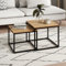 Couchtisch 2er Set quadratisch aus Holz, Wohnzimmertisch Modern, Beistelltisch Set 2 in 1 mit Metallgestell für Wohnzimmer Büro Beistelltisch Loft Design Twin | Eiche hell