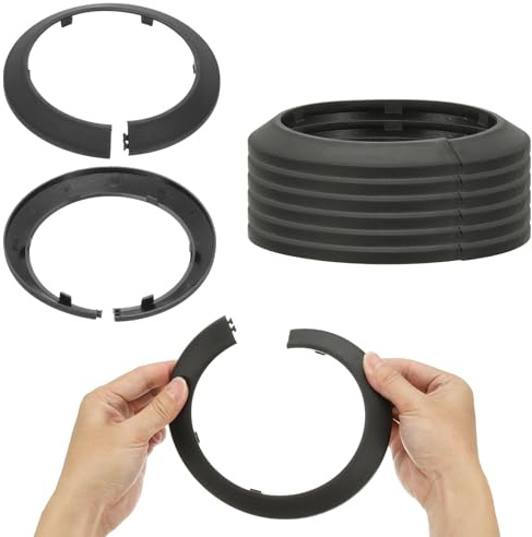 PATIKIL 115mm Plumbing Cover Plates, 9 PCS Wall Split Flange Pipe Cover Decoration Escutcheon Plate Collar Flange Water Pipe Cover Decoration PP Plastic for Wall Pipe Tube Hole, Black