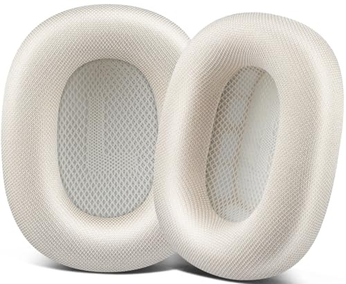 SOPROM Ear Cushions for AirPods Max 1 & 2 Replacement EarPads | Ear Pads Cups Covers with Durable Mesh Fabric, Softer Foam | Color: Starlight