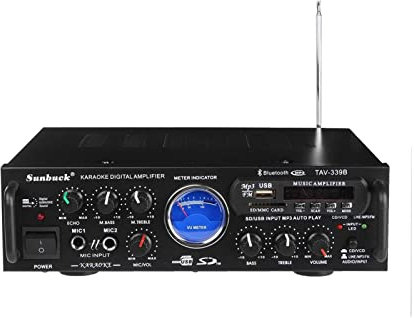 Amplificatore stereo Bluetooth 600W Potenza HIFI VU Misuratore FM 2CH SD USB Karaoke casa Amplificatori Digital Theater Amp Car Audio,Controllo Facile Dell'Equilibrio