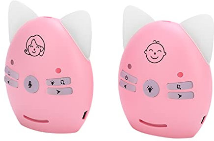 Babyphone Audio inalámbrico, diseño de dibujos animados, con conversación bidireccional, luz nocturna musical, alcance de 300 m (enchufe EU (100-240 V AC))