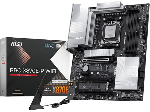 MSI PRO X870E-P WiFi Motherboard, ATX - Supports AMD Ryzen 9000/8000 / 7000 Processors, AM5-60A SPS VRM, DDR5 Memory Boost (8200+ MT/s OC), PCIe 5.0 x16 & 4.0 x16, M.2 Gen5, Wi-Fi 7, 5G LAN