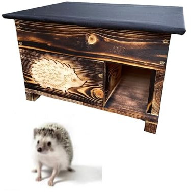 QLS Casa de erizo de madera 40 x 50 x 30 cm con techo extraíble para erizos para el jardín, resistente a la intemperie