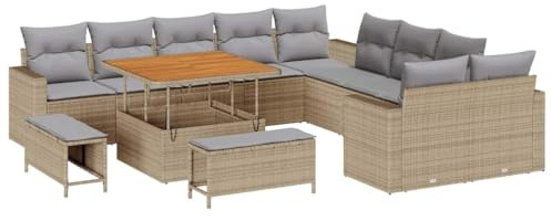 vidaXL Gartensofa-Set 17 STK. 12-Sitzanzahl Beige und Hellgrau