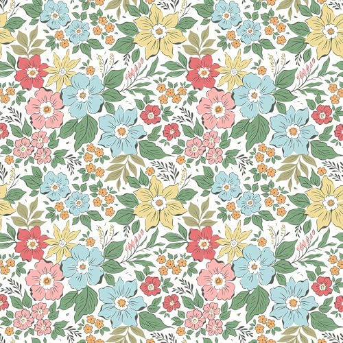 VaryPaper Pink Blue Floral Wallpaper 40cmx200cm Flower Contact Paper Self Adhesive Patterned Sticky Back Plastic Removable Girls Wallpaper for Bedroom Living Room Shelf Lining Paper Furniture Wrap