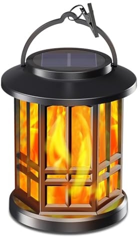 Uxsjakjsd Auto On/Off Solar Flameless Lantern Light Hanging Dancing Flame Decorative Fire Lantern Light