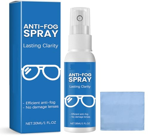 Rakiuty Antibeschlagspray Brille,Antibeschlag-Spray,Effektiver Antibeschlag, Anti Fog Spray,mit Brillen-Reinigungstuch,30ml