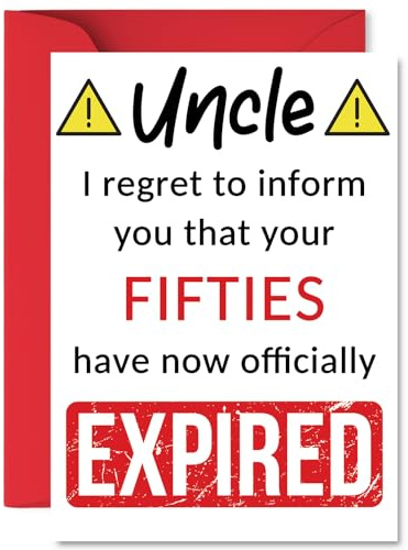 Funny 60th Birthday Cards for Uncle, Your Fifties Have Expired | Happy Birthday Card for Uncle from Nephew Niece, A5 Banter Joke Humour Bday Greeting Cards Gift