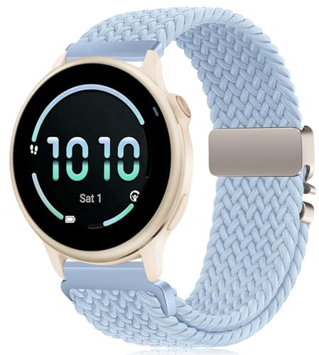 RUIMAYA Smartwatch Armband Kompatibel mit Garmin Vivoactive 6/5/3/Venu 2 Plus, Geflochtenes Uhrenarmband 20mm für Garmin Vivomove 3/Sport/Style/Luxe/Trend/HR, Hellblau