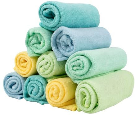 Bambino Mio, Reusable Baby Wipes - Everyday - Eco-Friendly, Chemical-Free, Double-Sided Washable Wipes, Pack of 10, Paintbox Pastels