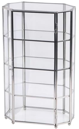 ChicLitonor Scatola Porta Trucchi da Scrivania in Vetro con 4 Scomparti E Struttura in Ottone, Organizer Cosmetico