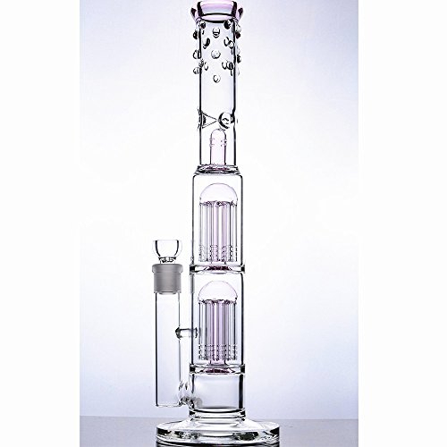 Glass bong double tree dome coffee maker tube 18 mm bowl height 40 cm. pink