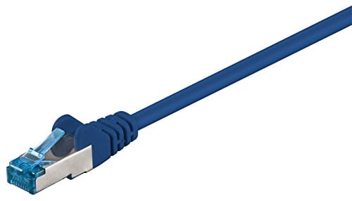 Goobay 92727 Câble patch Ethernet CAT 6a double blindage S-FTP jusqu'à 10 000 Mbit/s 500 MHz Câble en cuivre sans halogène Connecteurs RJ-45 Contacts plaqués or Bleu 10 m