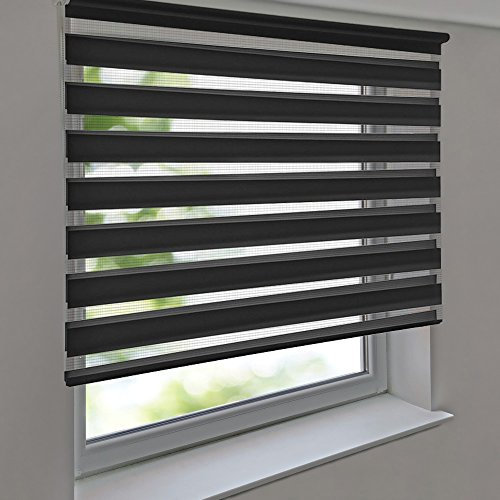 Doppelrollo PREMIUM 80 x 200 cm anthrazit zum Anschrauben freihängend für Wand- und Deckenmontage inkl. Metallträger