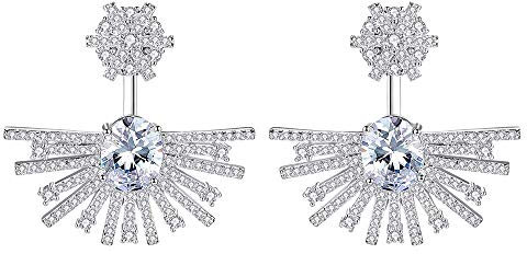 Onefeart mit Platin überzogen Ohrstecker Für Frauen Mädchen Runden Cubic Zirconia Mode Schmuck Anmutig Propose Ohrringe 26X30MM Weißes Gold