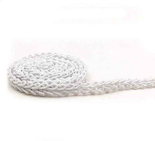 Yalulu 50 Meter Geflochten Drehkordel Borte aus Dekoband Zierband Geschenkband Spitzenborte Schnur Kordelband für Nähen Handwerk Hochzeit Kleidung Deko (Weiß)