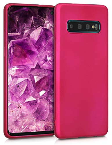 kwmobile Case kompatibel mit Samsung Galaxy S10 Hülle - Schutzhülle aus Silikon metallisch schimmernd - Handyhülle Metallic Pink