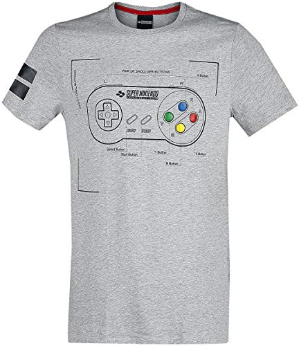 Nintendo SNES - Super Entertainment System - Controller Männer T-Shirt grau meliert M