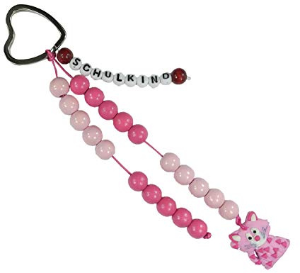 Pracht Creatives Hobby 5935-12151 Rechenkette zum Selbstgestalten, mit Schlüsselanhänger, Schulkind rosa-pink, Bastelset mit 20 Rechenperlen, als Geschenk zur Einschulung