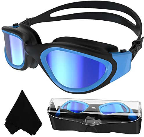 Adult Swimming Goggles,Polarized Open Water Goggles Swimming Anti Fog UV Protection No Leakage Clear Vision Easy to Adjust for Adults Men Women Teenagers