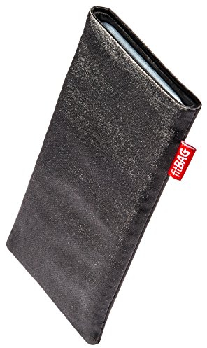 fitBAG Techno Schwarz Handytasche für Samsung Galaxy M21 Tasche aus Textil-Stoff mit Microfaserinnenfutter | Hülle mit Reinigungsfunktion | Made in Germany