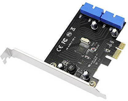 SinLoon PCI Express auf Dual 19 Pin USB 3.0 Karte PCI-e auf internen 20-poligen Stecker Adapter für PC (19-polig)