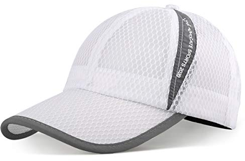 ELLEWIN Unisex Breathable Full Mesh Baseball Cap Quick Dry Running Hat Lightweight Cooling Water Sports Hat, Weiß New-M/L, Einheitsgröße