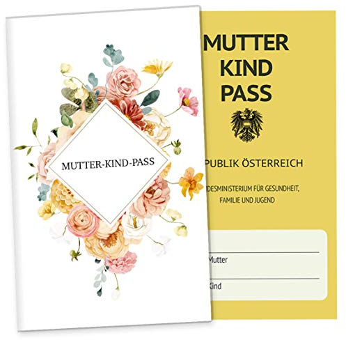 OLGS Mutter-Kind-Passhülle Österreich Florentina Blumen Schwangerschaft Schutzhülle für den MuKipass | Mit Fach für Ultraschallbilder (MuKi-Pass Österreich ohne Personalisierung, Bloom)
