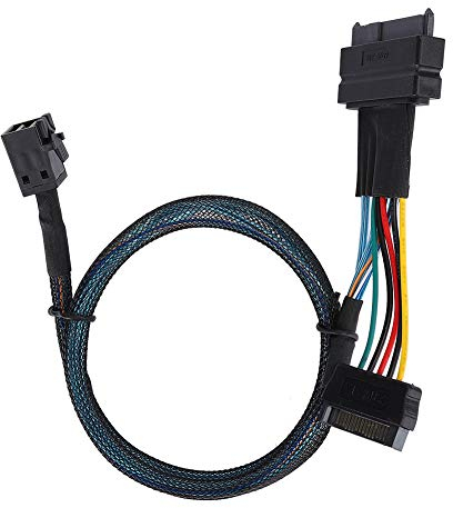 MINI SAS Cable SFF8643 a SFF8639 15P Línea de alimentación 12GB/s Mini SAS HD 4i Plug (SFF ‑ 8643) a U.2 Plug (SFF ‑ 8639 15P) Cable con fuente de alimentación SATA para servidor, disco duro, computad