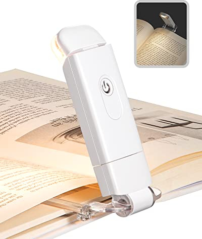 DEWENWILS Leselampe Buch Klemme, USB Wiederaufladbare Klemmleuchte für Lesen im Bett, 2 Einstellbare Helligkeitsstufen Buchlampe, Warmweißes Leselicht, Geschenk für Kinder, Bücherwürmer