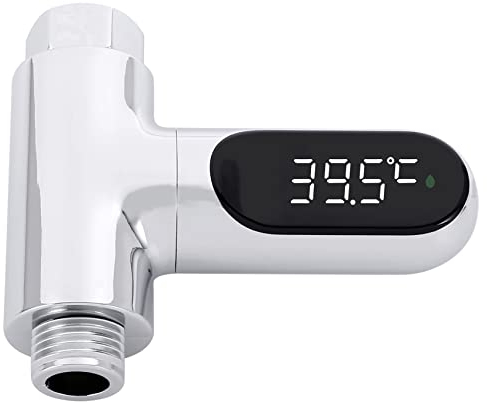 Bzocio Pantalla LED TermóMetro de Ducha de Agua en el Hogar Monitor de Medidor de Temperatura de Agua de Electricidad de Flujo AutomáTico para el Cuidado del