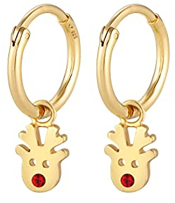 Elli Ohrringe Damen Creolen Rentier Anhänger Weihnachten mit Kristall in 925 Sterling Silber