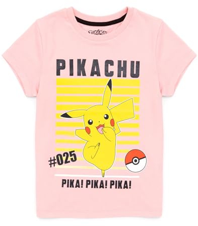 Pokemon T-Shirt Mädchen Kinder Pikachu Charakter Spiel Kurzarm Rosa Top 11-12 Jahre