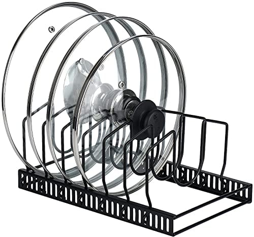 Toplife Topfdeckelhalter, Deckelhalter Schublade für Topfdeckel, Schneidebretter und Pfannen mit 7 verstellbaren Fächern, Topfdeckel Aufbewahrung, Schwarz
