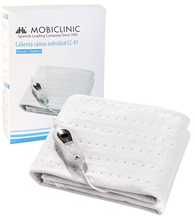 Mobiclinic®, Wärmeunterbett, Für einzelbetten, 150 x 80 cm, Europäische marke, Waschbar, Heizdecke mit 3 temperaturstufen, Elektrische, Anpassungsfähig, Farbe weiß