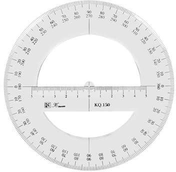 2 goniometro a cerchio completo a 360 gradi, strumenti di misurazione matematica in plastica da 15 cm, goniometro rotondo con angolo intermedio