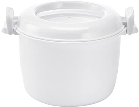 Arrocera para microondas con vaporizador de arroz, recipiente redondo para microondas, arroz, pasta, incluye cucharas, microondas, vaporizador de arroz para arroz, pollo y pasta