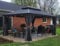 PURPLE LEAF Alu Pavillon 3 x 4.25 m Wasserdicht Stabil Winterfest Gartenpavillon mit Stahldach Hardtop Pavillon mit Seitenteile, Grau