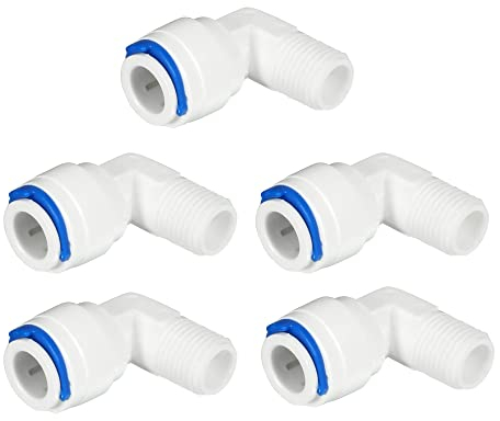 sourcing map 5pcs 1/4 Pouce Mâle à 3/8 Pouce OD Connexion Rapide Eau Tube Raccord Eau Purificateurs Tube Raccords Connecteur Filtre Tube Tuyau pour RO Inverse Système Osmose Combo Push