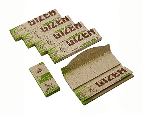 Spar-Set: 5x GIZEH Bio Hanf + Gras King Size Slim Papers+Tips + 1x Bio Hanf Active Slim Filter mit Aktivkohle