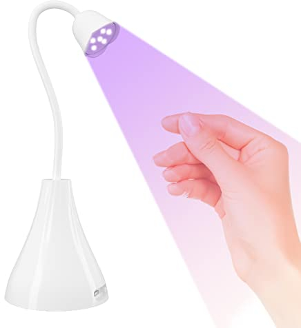 ANGNYA Mini Lampada Led Unghie,Lampada Unghie Professionale 18W Lampada Unghie UV Led Ruotabile a 360° Senza Batteria, Bianco