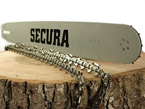 SECURA 2x Sägekette + 1 Schwert 40cm 57 3/8 P 1,3mm kompatibel mit Dolmar Bosch AL-KO Kettensäge Motorsäge