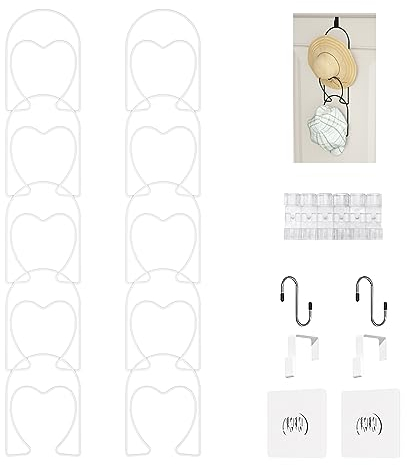 LINFIDITE 10 Stück Hut Racks Cap Halter Baseball Hutständer Einstellbare Huthalter,für Schals Handtaschen Handtücher Kleidung Krawatten mit Haken zum Aufhängen,Weiß