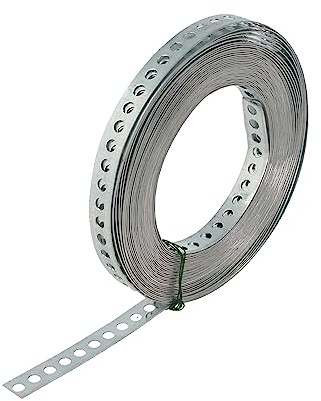 tecuro Lochband 12 mm x 10 m Rolle, Materialstärke 0,6 mm, Lochmaß Ø 5 mm - Edelstahl V2A - LBES12