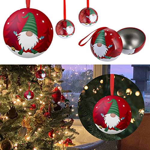 Santa Weihnachtskugel aus Metall zum Aufhängen und Öffnen Weihnachtsschmuck Christbaumkugel Weihnachtsmann (4X Weihnachtskugel Wichtel)