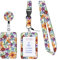 KHDULQ Lanyard Mit Kartenhülle, Kartenhülle Mit Band, Id Card Holder, Karten Schutzhülle, Card Wallet (Orange Blumenmuster) Für Handy-Lanyards, Ausweise, Büro- Und Schulbedarf
